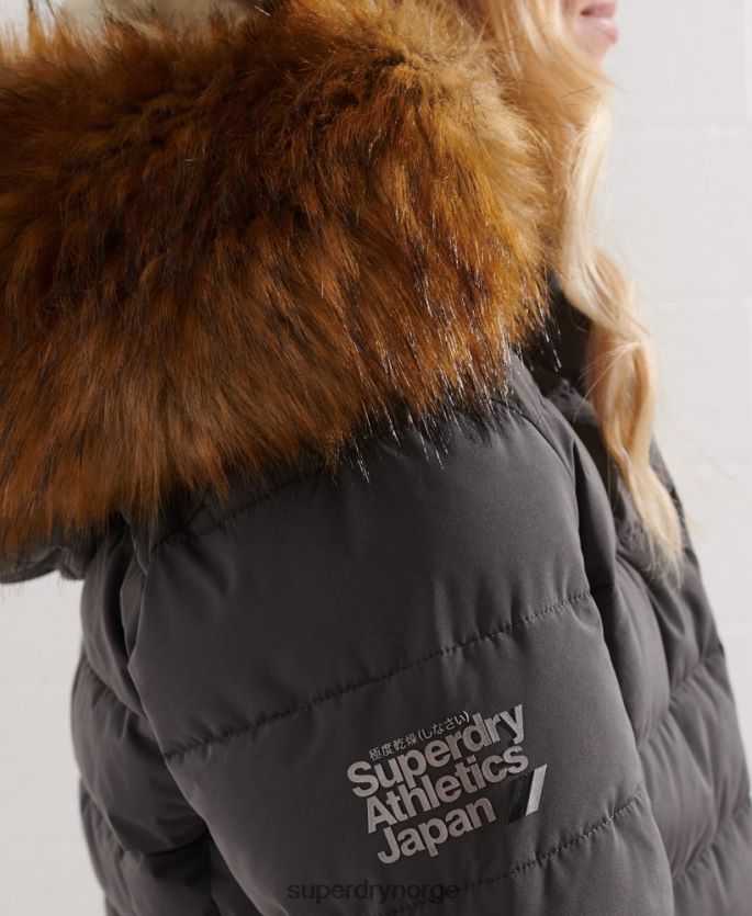Superdry mørk grå klær 86P46D3645 arktisk høy pufferfrakk kvinner