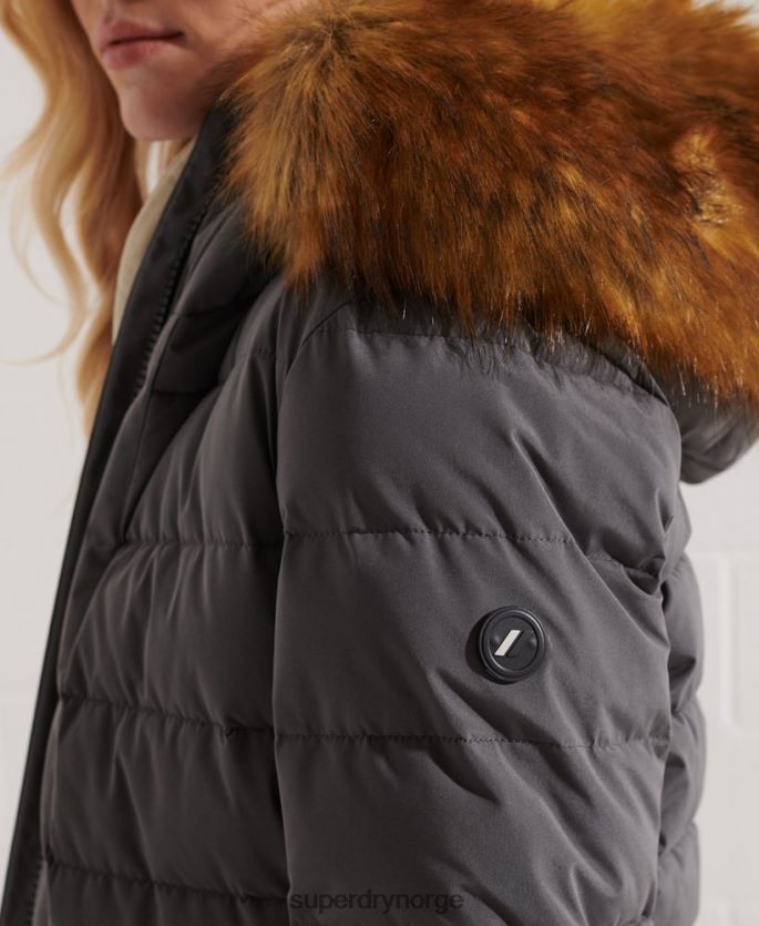 Superdry mørk grå klær 86P46D3645 arktisk høy pufferfrakk kvinner