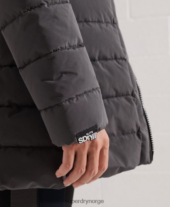 Superdry mørk grå klær 86P46D3645 arktisk høy pufferfrakk kvinner