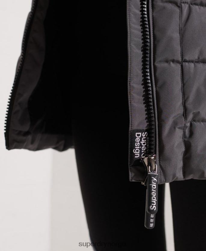 Superdry mørk grå klær 86P46D3645 arktisk høy pufferfrakk kvinner