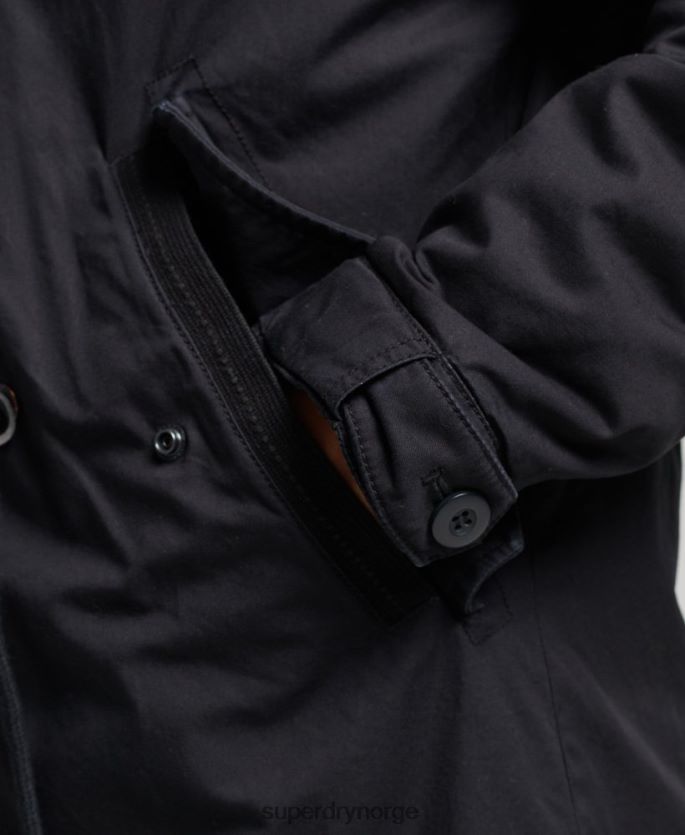 Superdry mørk grå klær 86P46D5731 autentisk militær parkasjakke i fuskepels kvinner