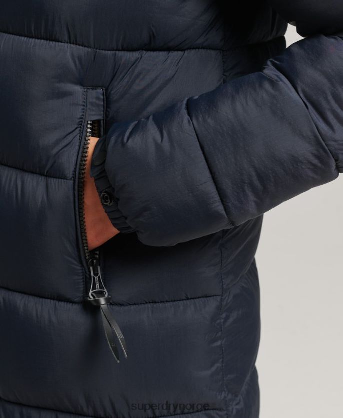 Superdry marinen klær 86P46D3662 langline pufferfrakk med hette i fuskepels kvinner