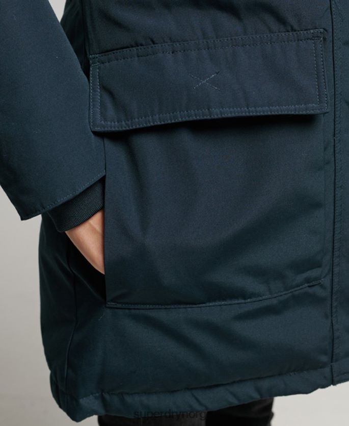 Superdry marinen klær 86P46D3727 parkasjakke med hette i fuskepels kvinner