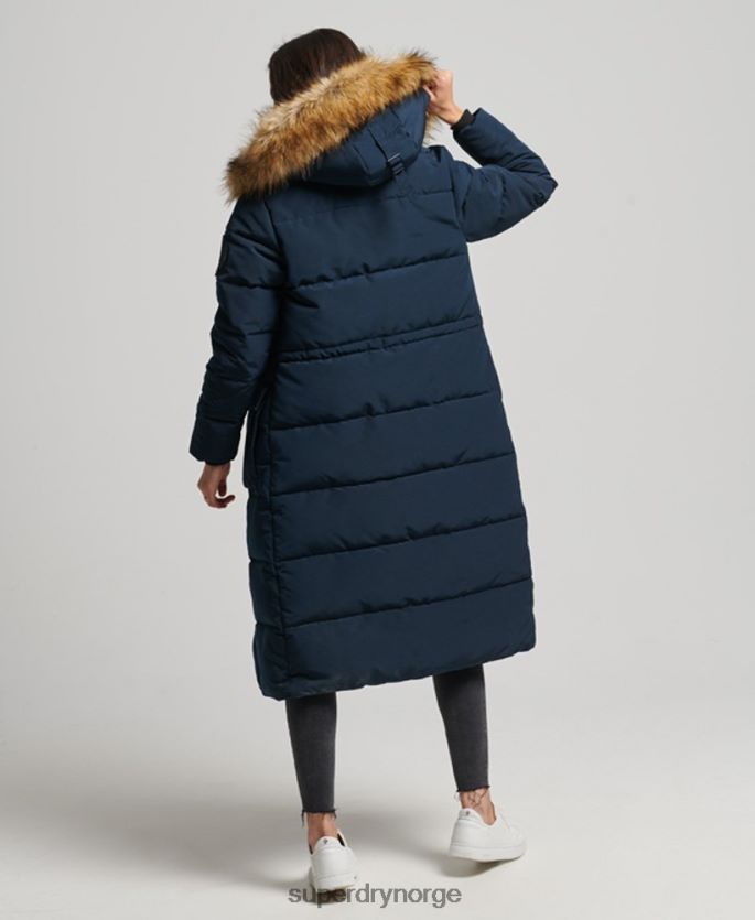 Superdry marinen klær 86P46D3764 langlinjet imitert pels everest-frakk kvinner