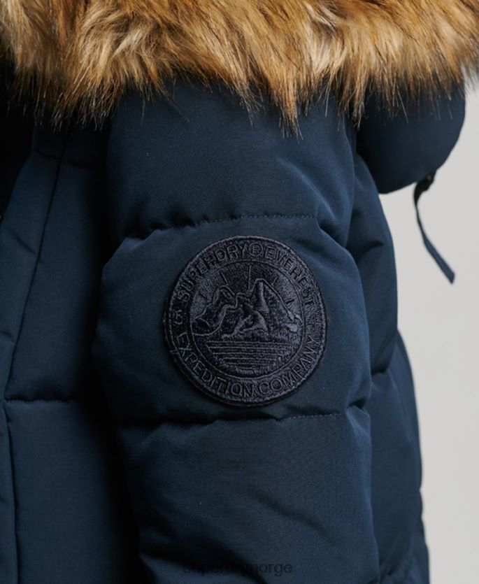 Superdry marinen klær 86P46D3764 langlinjet imitert pels everest-frakk kvinner