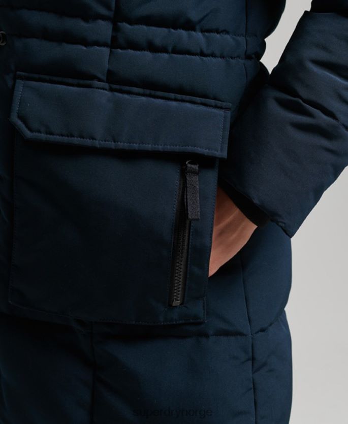 Superdry marinen klær 86P46D3764 langlinjet imitert pels everest-frakk kvinner