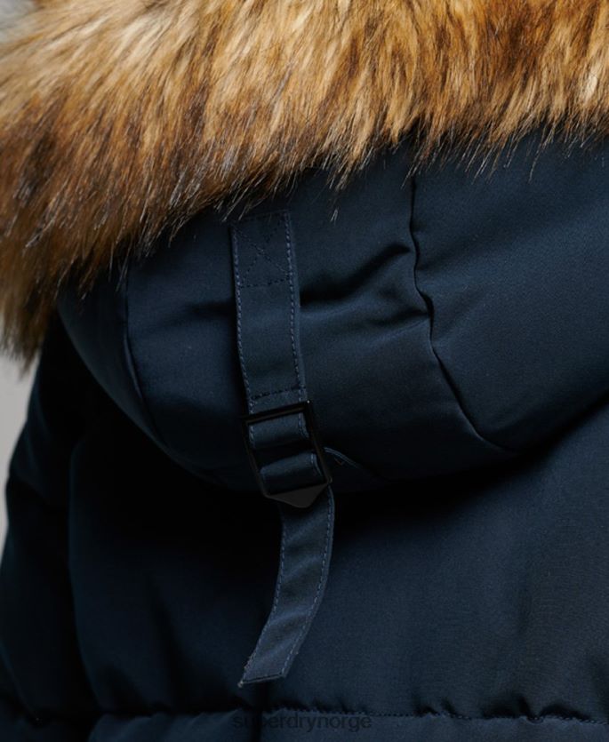 Superdry marinen klær 86P46D3764 langlinjet imitert pels everest-frakk kvinner