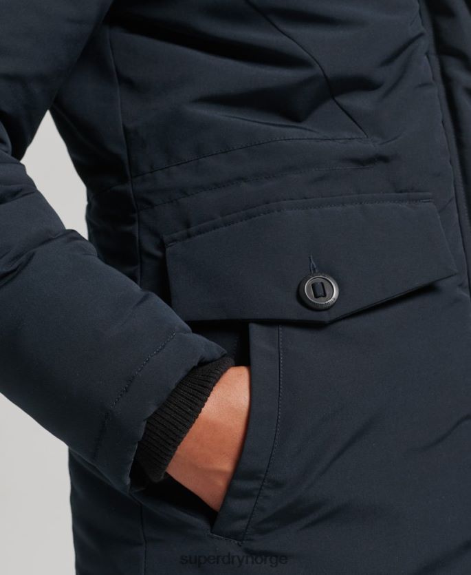 Superdry marinen klær 86P46D3771 parkasjakke fra everest i fuskepels med hette kvinner