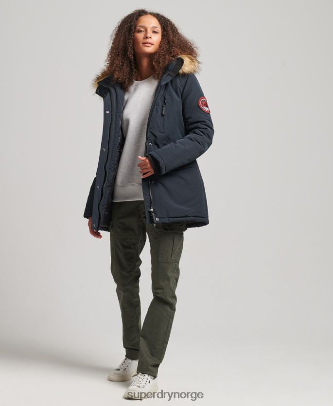 Superdry marinen klær 86P46D3771 parkasjakke fra everest i fuskepels med hette kvinner