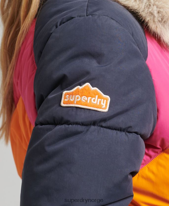 Superdry marinen klær 86P46D5429 kort pufferfrakk i retropanel kvinner