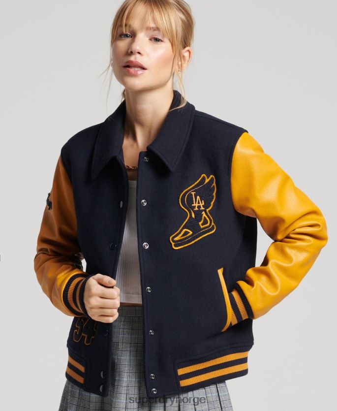 Superdry marinen klær 86P46D5553 vintage blandet universitetsbomber kvinner