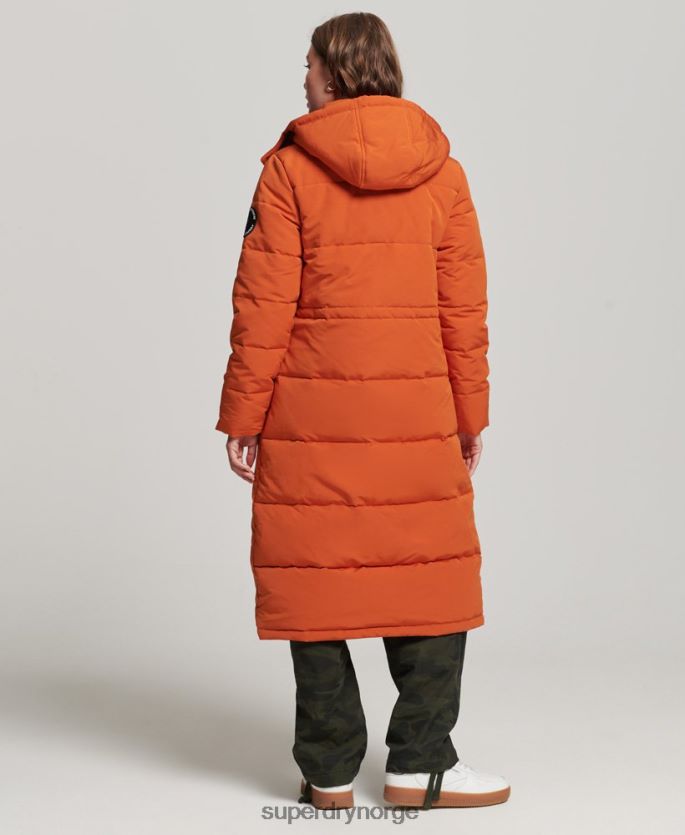 Superdry oransje klær 86P46D3673 everest longline pufferfrakk kvinner