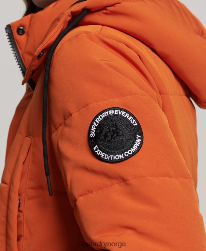 Superdry oransje klær 86P46D3673 everest longline pufferfrakk kvinner