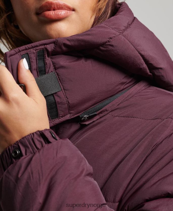 Superdry rød klær 86P46D3624 ekspedisjon kokong polstret frakk kvinner