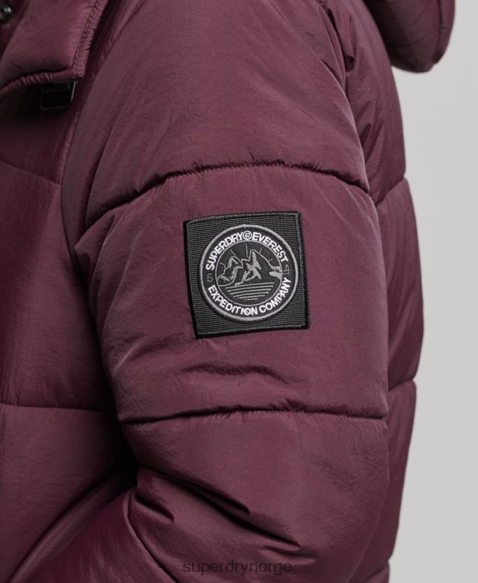 Superdry rød klær 86P46D3624 ekspedisjon kokong polstret frakk kvinner
