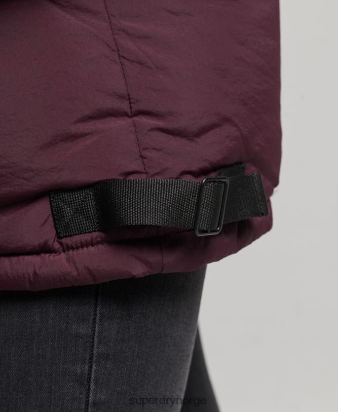 Superdry rød klær 86P46D3624 ekspedisjon kokong polstret frakk kvinner