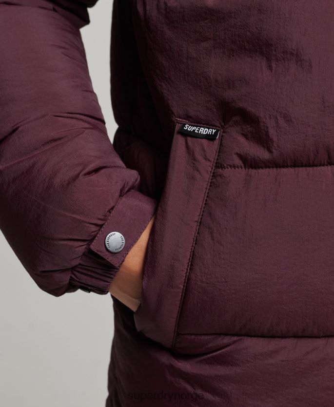 Superdry rød klær 86P46D3624 ekspedisjon kokong polstret frakk kvinner