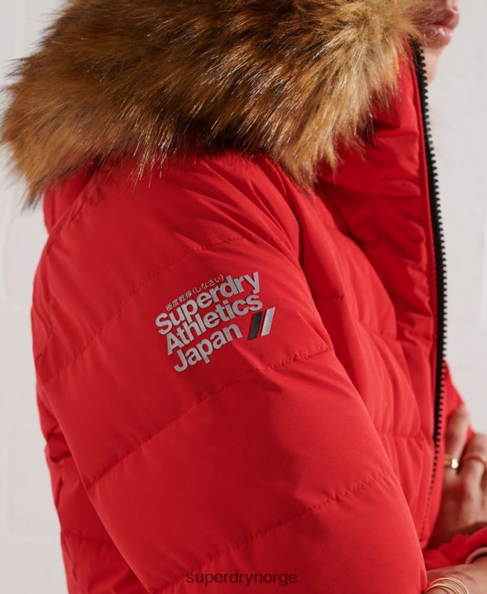 Superdry rød klær 86P46D3648 arktisk høy pufferfrakk kvinner