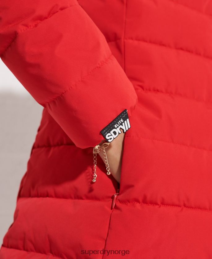 Superdry rød klær 86P46D3648 arktisk høy pufferfrakk kvinner