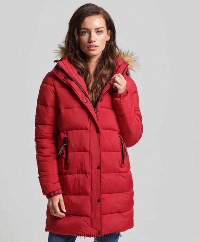 Superdry rød klær 86P46D3668 hette mellomlag mellompels kvinner