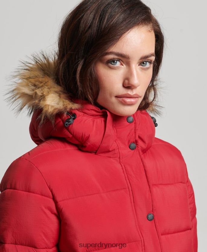 Superdry rød klær 86P46D3668 hette mellomlag mellompels kvinner