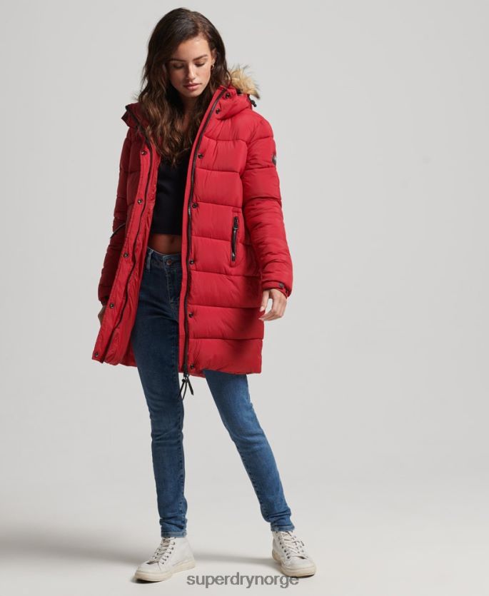 Superdry rød klær 86P46D3668 hette mellomlag mellompels kvinner