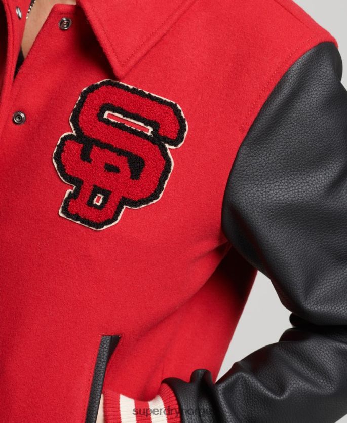 Superdry rød klær 86P46D5423 vintage blandet universitetsbomber kvinner
