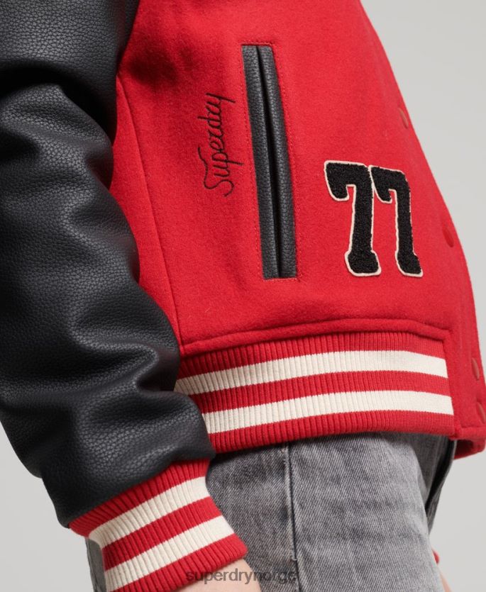Superdry rød klær 86P46D5423 vintage blandet universitetsbomber kvinner