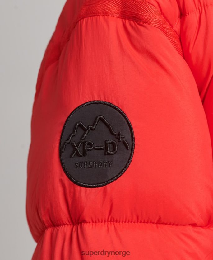 Superdry rød klær 86P46D5501 cocoon longline pufferfrakk kvinner