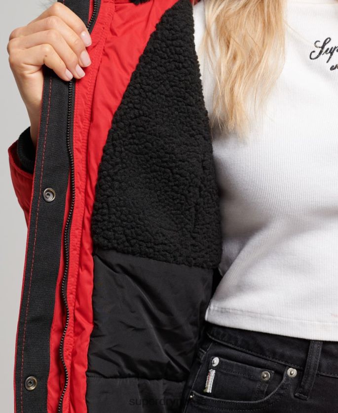 Superdry rød klær 86P46D5513 nadare parkasjakke i mikrofiber kvinner
