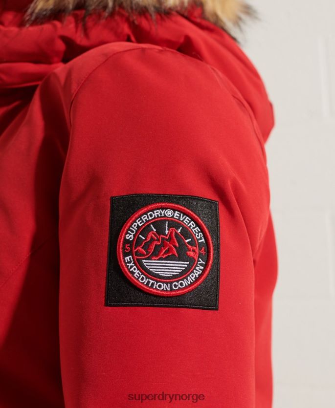 Superdry rød klær 86P46D5589 kode everest parkasjakke kvinner