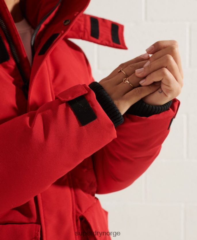 Superdry rød klær 86P46D5589 kode everest parkasjakke kvinner