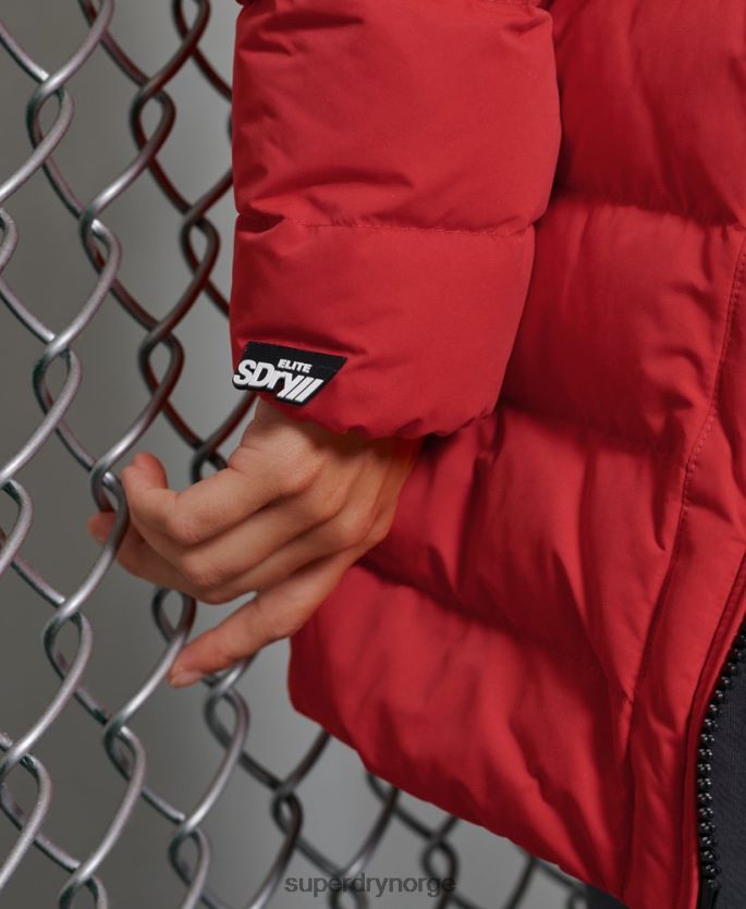 Superdry rød klær 86P46D5714 arktisk høy pufferfrakk kvinner