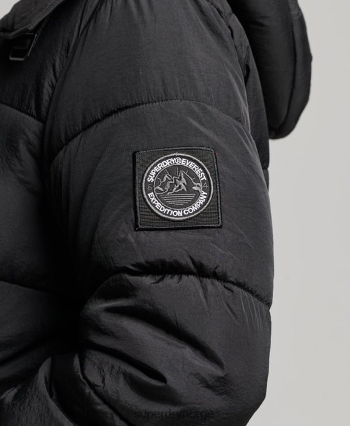 Superdry svart klær 86P46D3597 ekspedisjon kokong polstret frakk kvinner
