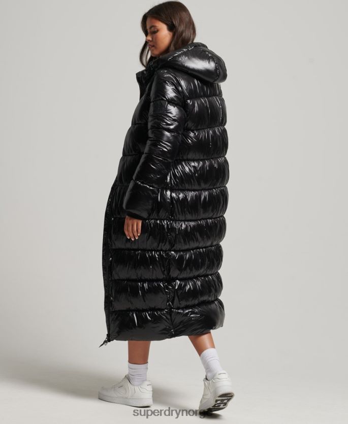 Superdry svart klær 86P46D3683 xpd sports langline pufferfrakk kvinner