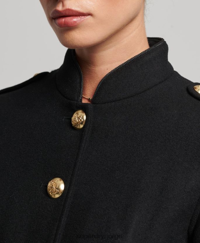 Superdry svart klær 86P46D3763 kort militær ullfrakk kvinner