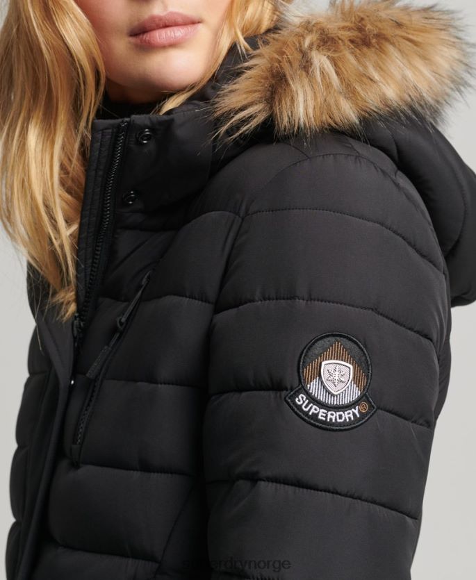 Superdry svart klær 86P46D3777 super langline fuji frakk kvinner