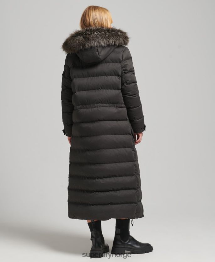 Superdry svart klær 86P46D5448 mikrofiber ekspedisjon langline parkasjakke kvinner