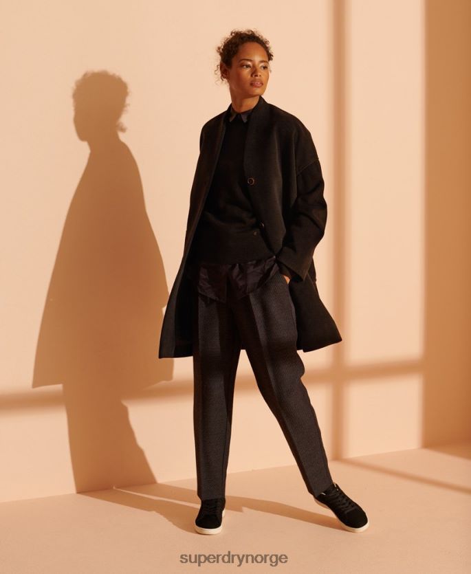 Superdry svart klær 86P46D5682 cocoon ull frakk i begrenset opplag kvinner