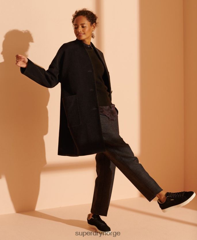 Superdry svart klær 86P46D5682 cocoon ull frakk i begrenset opplag kvinner