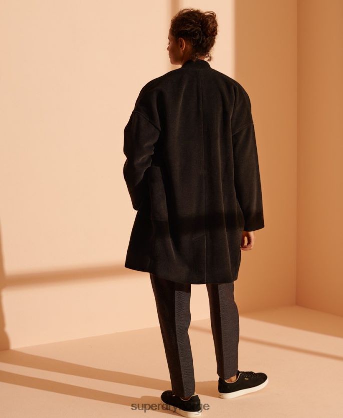 Superdry svart klær 86P46D5682 cocoon ull frakk i begrenset opplag kvinner