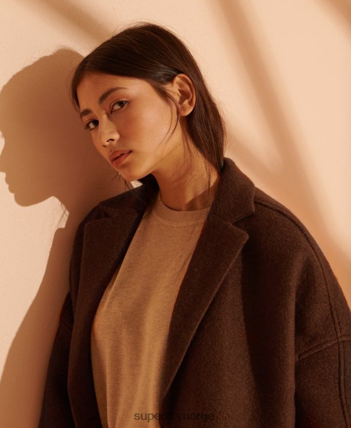 Superdry tan klær 86P46D5573 ullkåpe i begrenset opplag kvinner