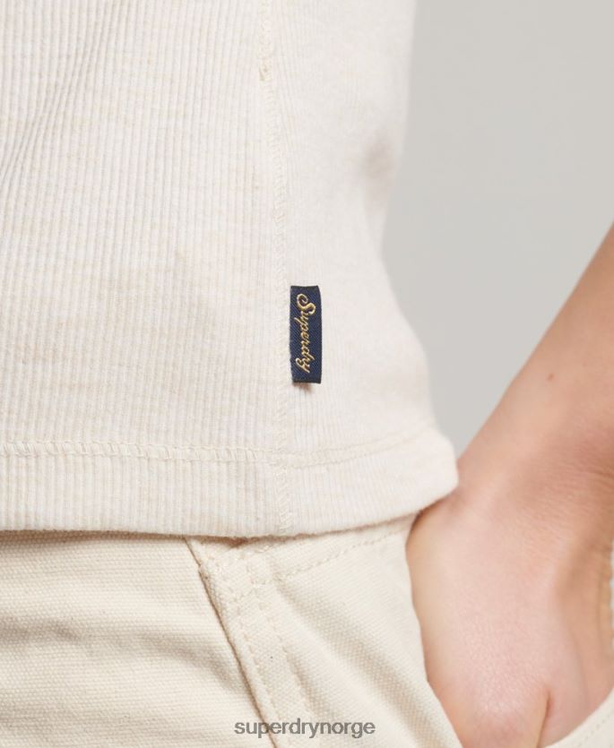 Superdry beige klær 86P46D2077 knapp ned kortermet topp kvinner