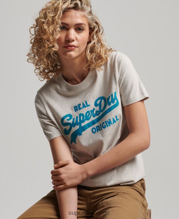 Superdry beige klær 86P46D2671 vintage t-skjorte med logoskript i økologisk bomull kvinner