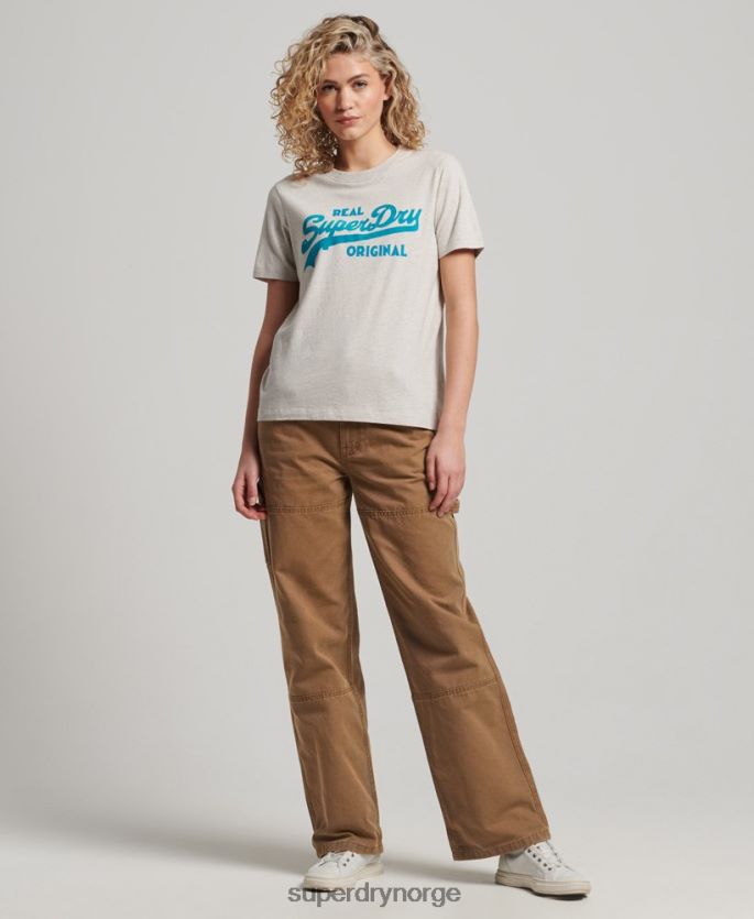 Superdry beige klær 86P46D2671 vintage t-skjorte med logoskript i økologisk bomull kvinner