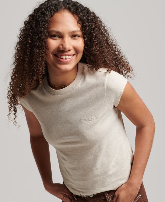 Superdry beige klær 86P46D2681 vintage t-skjorte med capsermer med logo kvinner