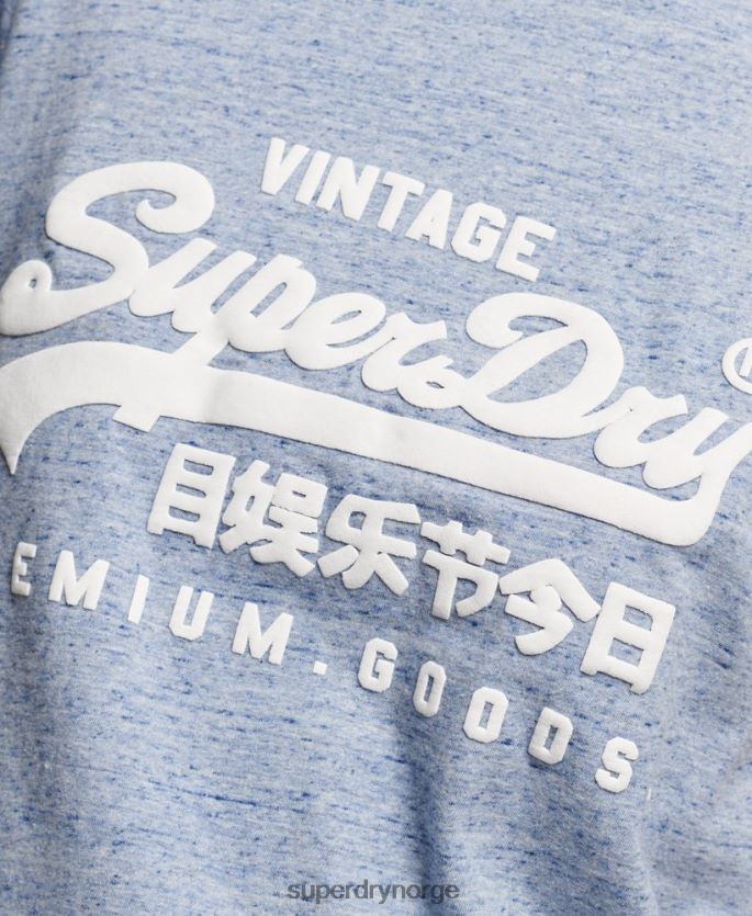 Superdry blå klær 86P46D2619 vintage t-skjorte med logoskript i økologisk bomull kvinner