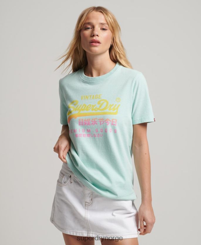 Superdry blå klær 86P46D2689 vintage logo premium falmet t-skjorte kvinner
