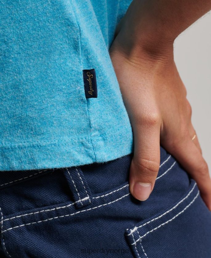 Superdry blå klær 86P46D2700 vintage t-skjorte med capsermer med logo kvinner