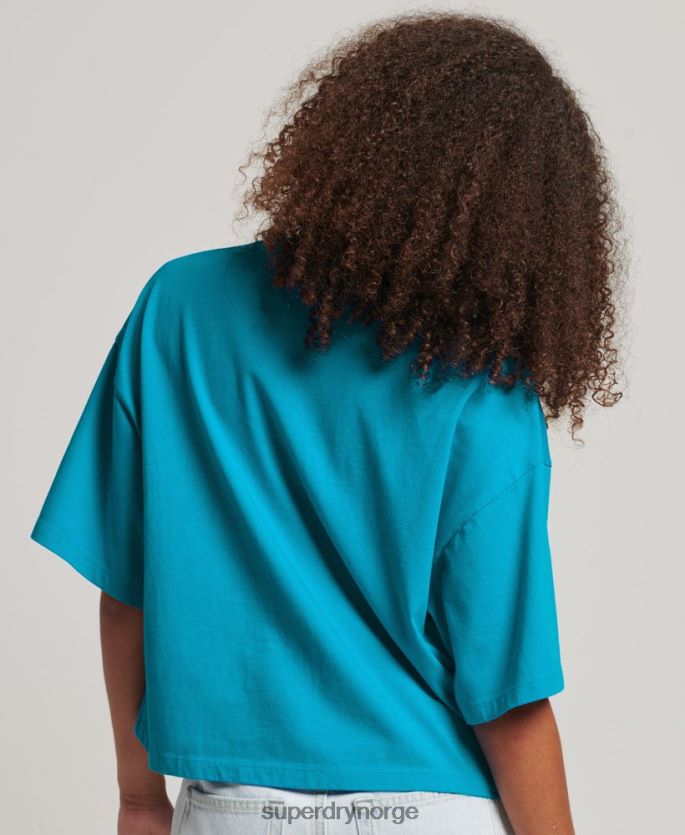 Superdry blå klær 86P46D2702 kode stablet boxy t-skjorte kvinner